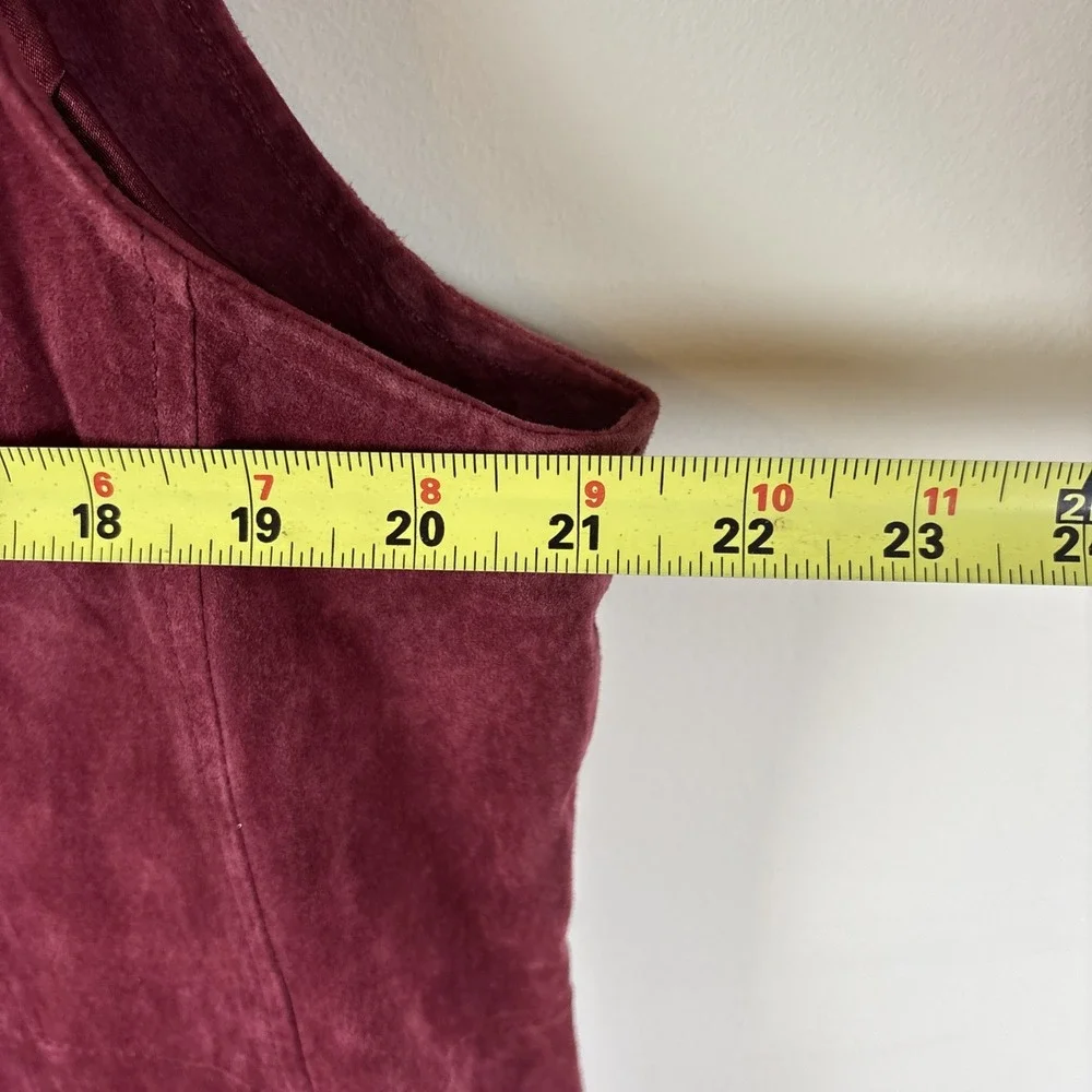 Dennis Basso Suede Vest Womens Sz 1X Plus Genuine Leather Wine Burgundy Full Zip
